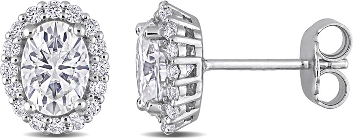 Julianna B. Moissanite Oval Halo Stud Earrings