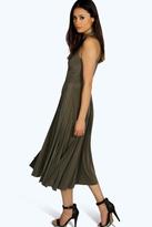 Thumbnail for your product : boohoo Sally Keyhole Pleated Slinky Midi Dress