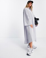 Thumbnail for your product : ASOS DESIGN trapeze stripe maxi shirt dress in blue stripe