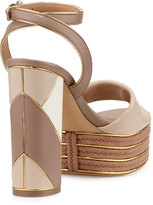 Thumbnail for your product : Ferragamo Gaga Patchwork Leather Platform Sandal, Nutmeg
