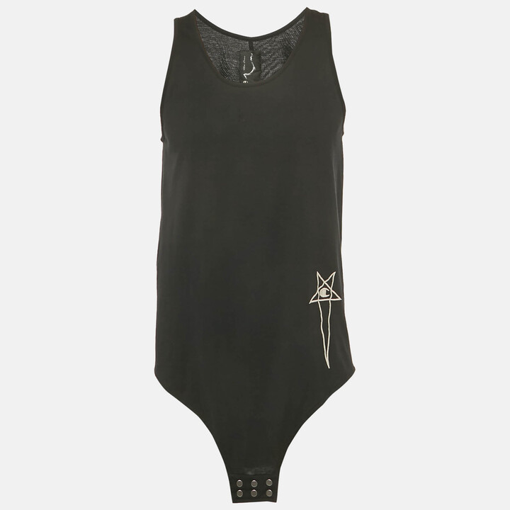 Rick Owens x Champion Black Logo Embroidered T-Shirt M