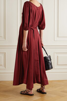 Thumbnail for your product : Fil De Vie Casablanca Pleated Silk Midi Dress - Burgundy