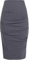 Nicole Miller Sandy Grey Ruched High-Waisted Pencil Skirt