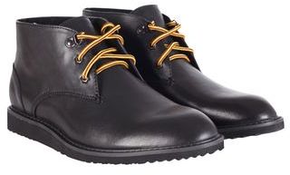 Burton Mens Bellfield Branded Black Leather Desert Boots
