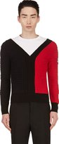 Thumbnail for your product : Moncler Gamme Bleu Navy & Red Colorblock Textured Knit Sweater