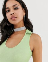 Thumbnail for your product : Motel ribbed mini dress with v neck collar
