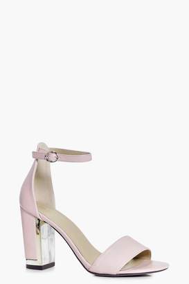 boohoo Violet Gold Plate Block Heel Two Parts