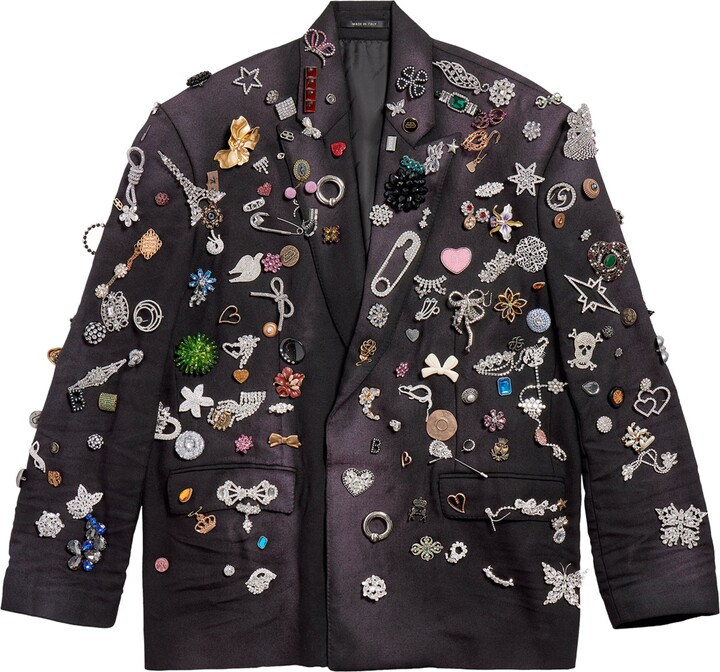 Balenciaga Wool Brooches Tailored Jacket