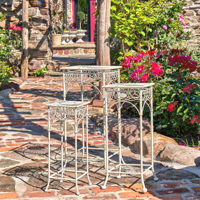 Zaer Ltd International Square Metal Plant Stand Tables "Copenhagen 1843" (Set of 3)
