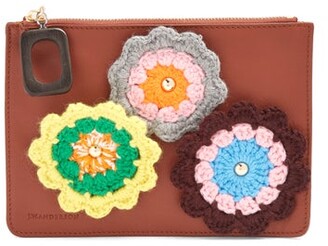 J.W.Anderson Daisies Crochet Leather Pouch - Womens - Tan Multi