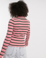 Thumbnail for your product : ASOS DESIGN ribbed jumper with open collar detail in stripe