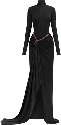 Just Quella Women Maxi Dress Satin Strappy Backless Evening Party Dress  with Slit