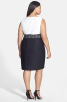 Thumbnail for your product : London Times Pintuck Jersey Colorblock Sheath (Plus Size)