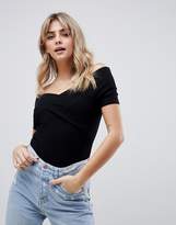 Thumbnail for your product : ASOS Design DESIGN off shoulder fitted top