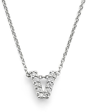 Roberto Coin 18K White Gold Initial Love Letter Pendant Necklace with Diamonds, 16