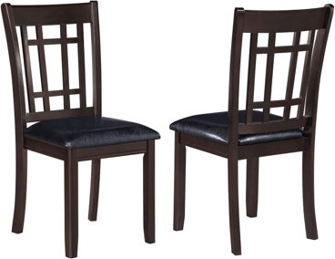 Latitude Run Two Piece , Transitional Dining Chairs, Black Cushioned Seats, Wood Tone, Frame, Rectangular Back, Slightly Flared Back Legs Appearance,