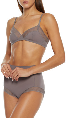 Eres Peau D'ange Radieuse Mesh-trimmed Stretch-jersey High-rise Briefs
