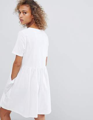 ASOS DESIGN button front smock dress with pockets