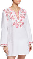Thumbnail for your product : Johnny Was Azalea Embroidered Linen Long-Sleeve Tunic