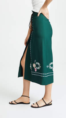 Vilshenko Vilshenko Ginny Embroidered Lace Up Skirt
