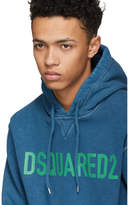 Thumbnail for your product : DSQUARED2 Blue Dyed Crack Logo Dan Hoodie