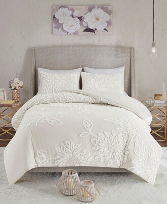 Madison Home USA Veronica Floral Tufted 3-Pc. Comforter Set, King/California King - Grey/White