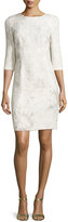 Thumbnail for your product : Elie Tahari Clinton 3/4-Sleeve Embossed Sheath Dress, Twine