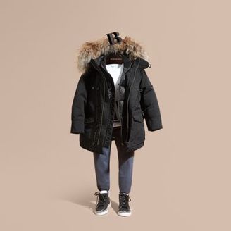 Burberry Fur-Trimmed Down-Filled Hooded Puffer Coat