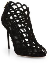 Thumbnail for your product : Sergio Rossi Mermaid Suede Cutout Ankle Boots