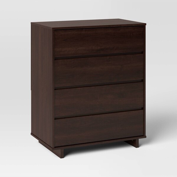 Room Essentials Modern 4 Drawer Dresser Laminated, Contemporary Storage