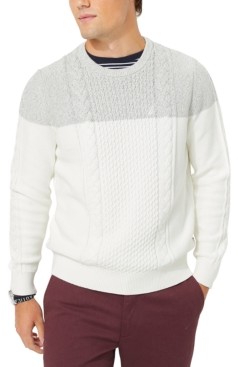 Nautica Men's Colorblocked Cable Crewneck Sweater