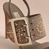 Thumbnail for your product : Burberry Riveted Suede Sandals with Buckle Detail
