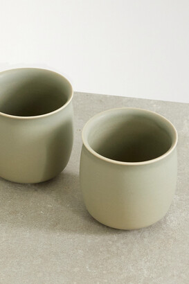 Raawii Alev Set Of Two Medium Earthenware Cups - Green