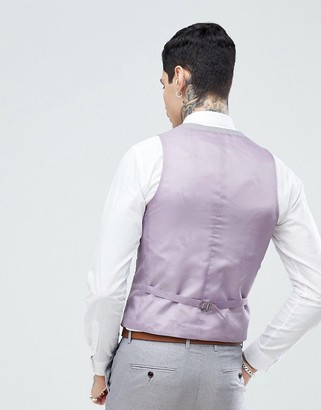 Harry Brown Lilac Puppy Tooth Wedding Skinny Fit Suit Waistcoat