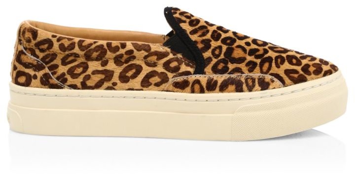 leopard calf hair slip on sneakers