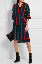 Thumbnail for your product : Sacai Macramé Lace-paneled Cotton-blend Chiffon Dress - Navy