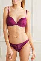 Thumbnail for your product : Calvin Klein Underwear Push-up Plunge Stretch-lace And Jersey Underwired Bra - Claret