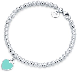 Tiffany & Co. Return to Blue® Heart Tag Bead Bracelet in Silver, 4 mm