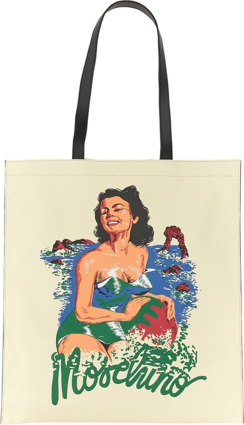 Moschino Hawaiian Printed Double Handle Tote Bag