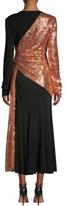Prabal Gurung Sequin & Silk Wrapped Midi Cocktail Dress