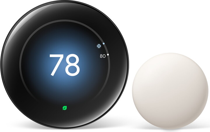 Google Nest Learning Thermostat (4th Gen) with Nest Temperature Sensor (2nd Gen) - Energy-Saving Smart Thermostat with Smart Schedule - Monitors Heating and Cooling System - Polished Obsidian
