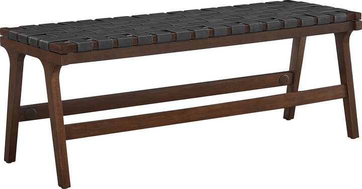 Ball Cast Faux Leather Woven Dining Bench Breathable Weave