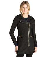 Thumbnail for your product : BCBGeneration olive wool blend boucle faux leather trimmed three quarter coat