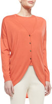 Thumbnail for your product : St. John Fine Gauge Silk/Cashmere Blend V-Neck Trapeze Cardigan with Shirttail