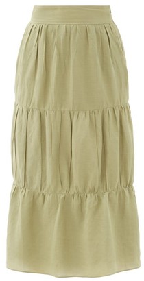 Adriana Degreas High-rise Tiered Voile Midi Skirt - Light Green