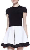 Thumbnail for your product : Yigal Azrouel Cut25 by Cap-Sleeve Ponte Crop Top