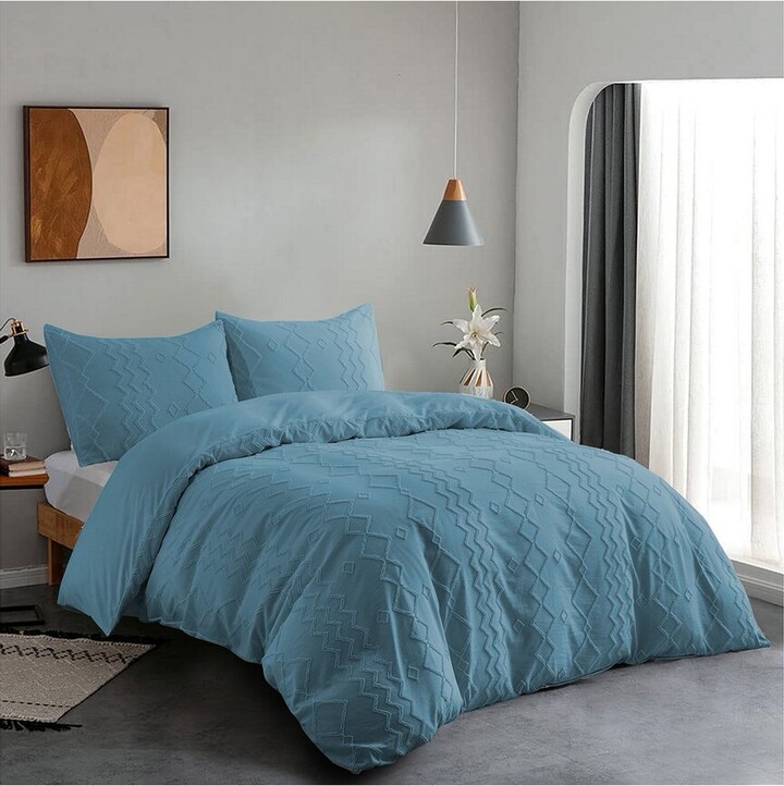 Peace Nest Clipped Jacquard Diamond Geometric Duvet Cover Set