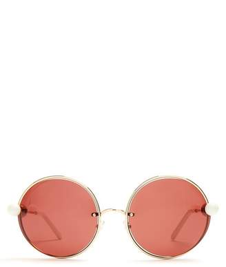 Marni - Round Lens Bead Arm Sunglasses - Womens - Gold
