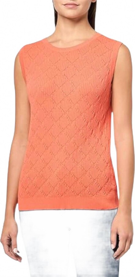 Multiples Scoop Neck Sweater Tank Top In Coral