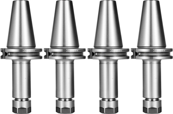 VEVOR CAT40 Tool Holder ER16 Collet Chuck Set 4pcs 100mm for CNC Engraving Machine Milling Lathe,Silver